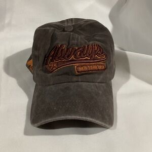 Brown Cap with Orange Embroidery